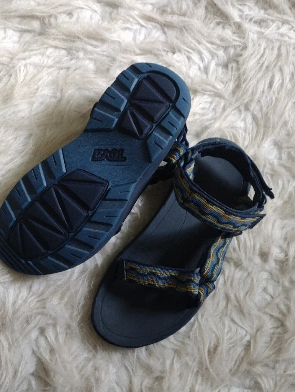 Teva Kids' Strappy Sandals in Navy with Blue & Yellow Accents